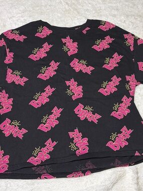 Bratz 2023 Logo Womans Crop Top T Shirt Large Black Pink Y2K